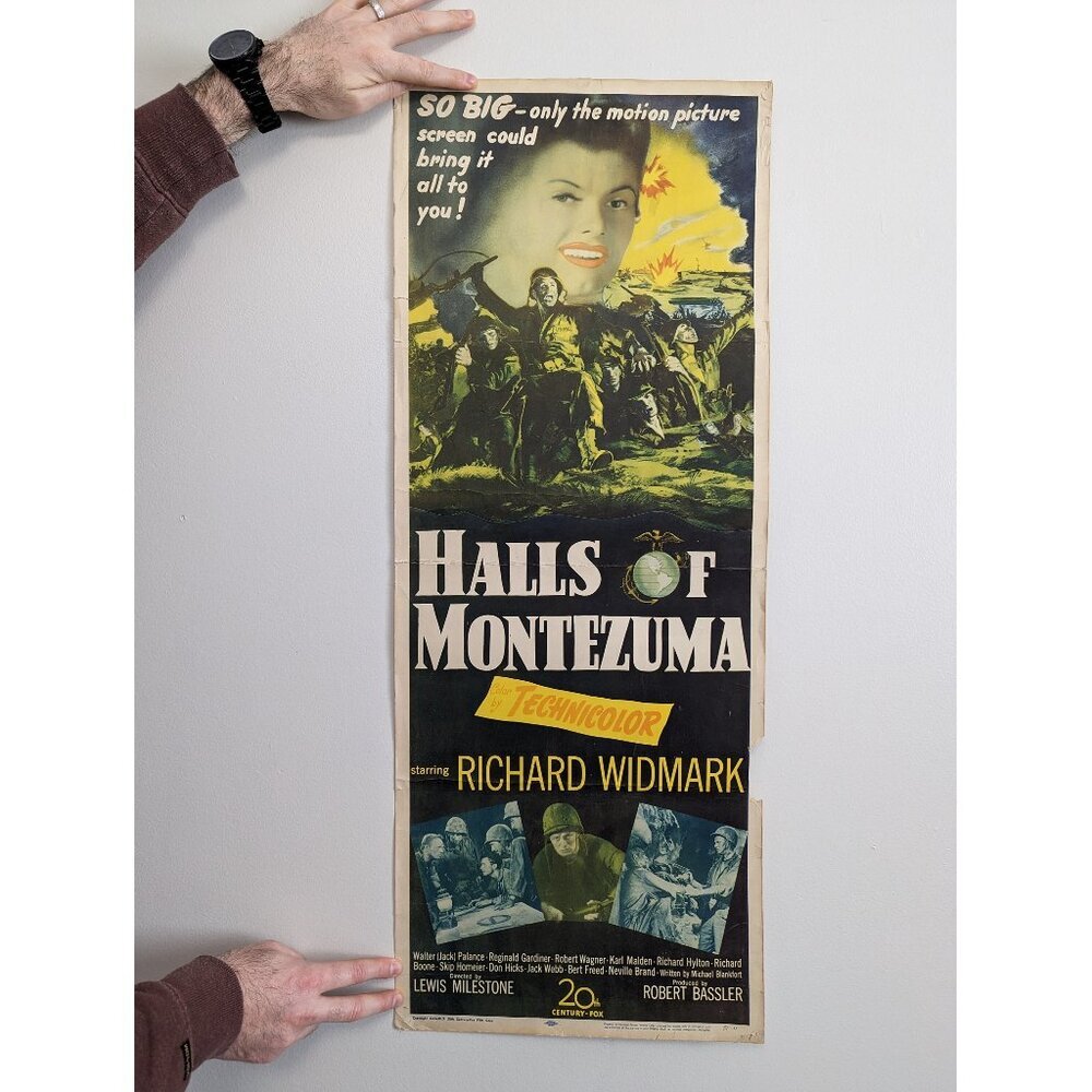 1951 Original 14x36 Halls Of Montezuma Movie theatre poster with Richard Widmark